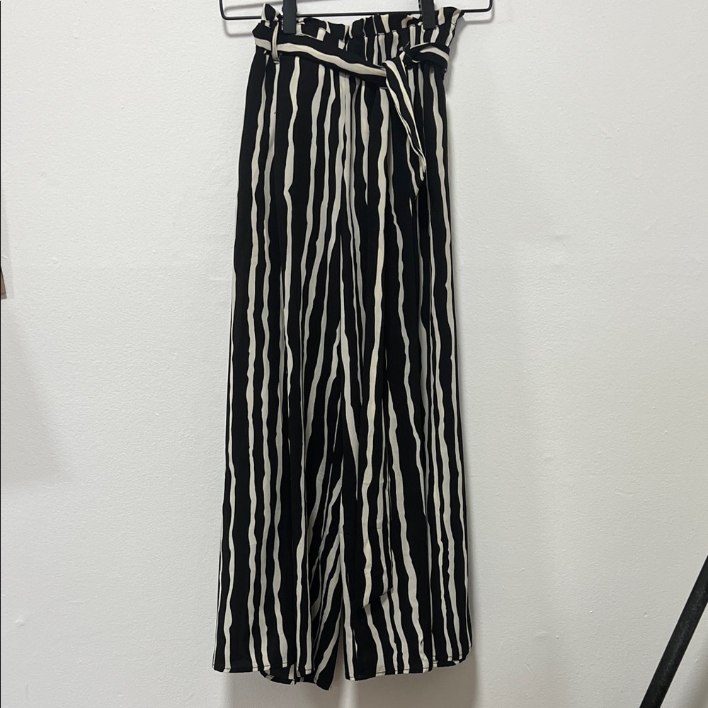 Black and White Striped Women's Pants